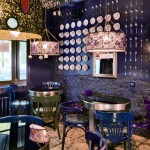 Purple, Blue and Black Cafe interior design