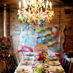 rainbow chandelier dining decor