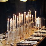 clear bottle candle holder dining