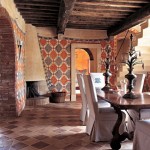 Dining room in Belvedere castle in Umbria Italy.