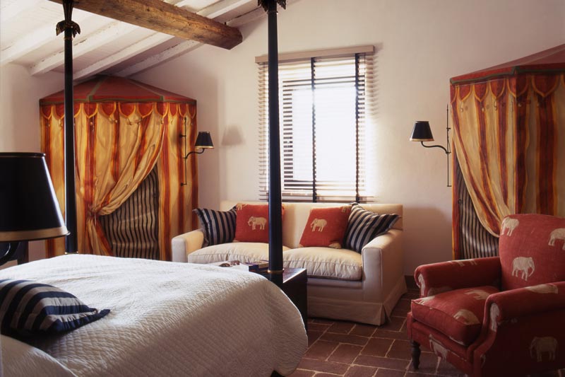 Circus themed bedroom in Belvedere castle in Umbria Italy.