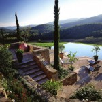 The swimming pool in Belvedere castle in Umbria Italy