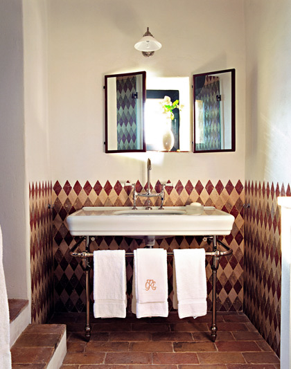 Bathroom in Belvedere castle in Umbria Italy.