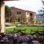 Al fresco dining in Belvedere castle in Umbria Italy