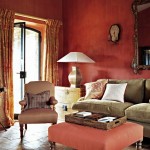 Red Lounge room in Belvedere castle in Umbria Italy