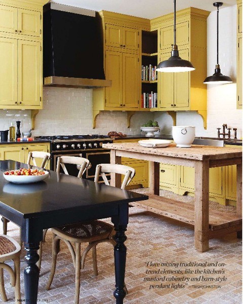 mustard yellow kitchen cabinets
