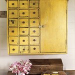 mustard yellow vintage cabinet