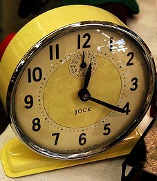 Clock in mustard yellow