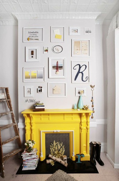 fireplace in yellow