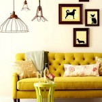 tufted couch in mustard yellow