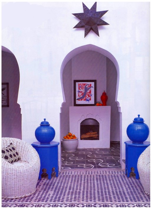 purple Moroccan fireplace