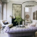 purple tufted sofa interior design