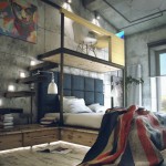 Industrial style loft bedroom