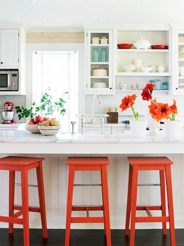 red and white country kitchen