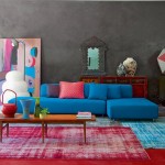 red and blue modern living room