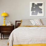 grey and yellow bedroom