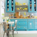 turquoise and yellow kitchen