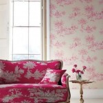 interior design in pink and toile