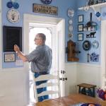 country kitchen in blue and white