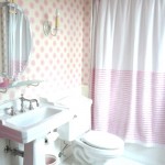 bathroom in pink and white